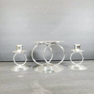 Metal Glow by Galow – Silver Unity Candle Holder Set | Elegant Wedding Ceremony